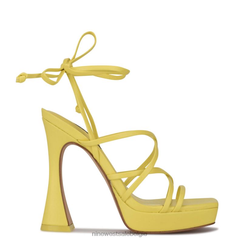 Nine West L48XT1019 geel ailey platformsandalen met enkelwikkel