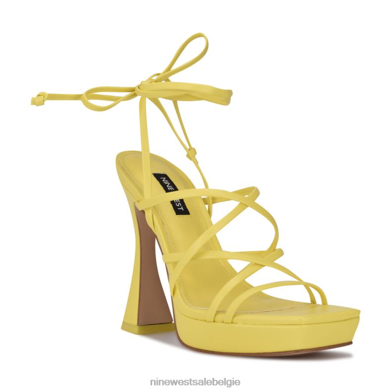 Nine West L48XT1019 geel ailey platformsandalen met enkelwikkel