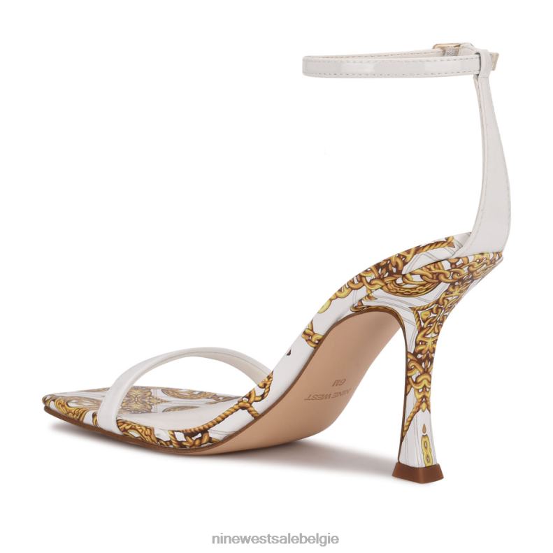 Nine West L48XT2911 witte kettingprint Yess sandalen met enkelbandje