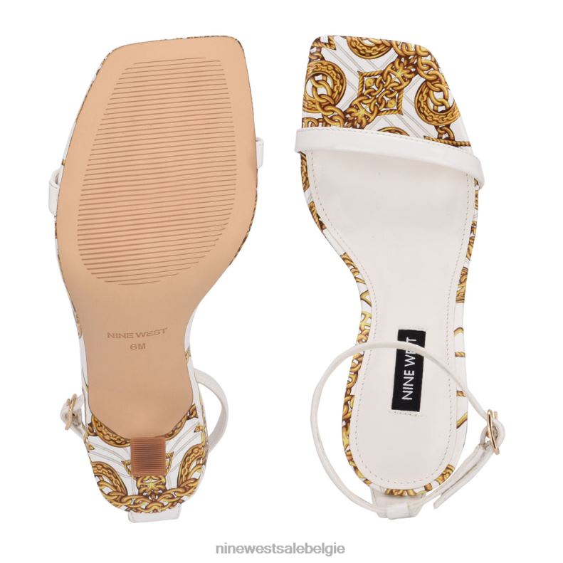 Nine West L48XT2911 witte kettingprint Yess sandalen met enkelbandje