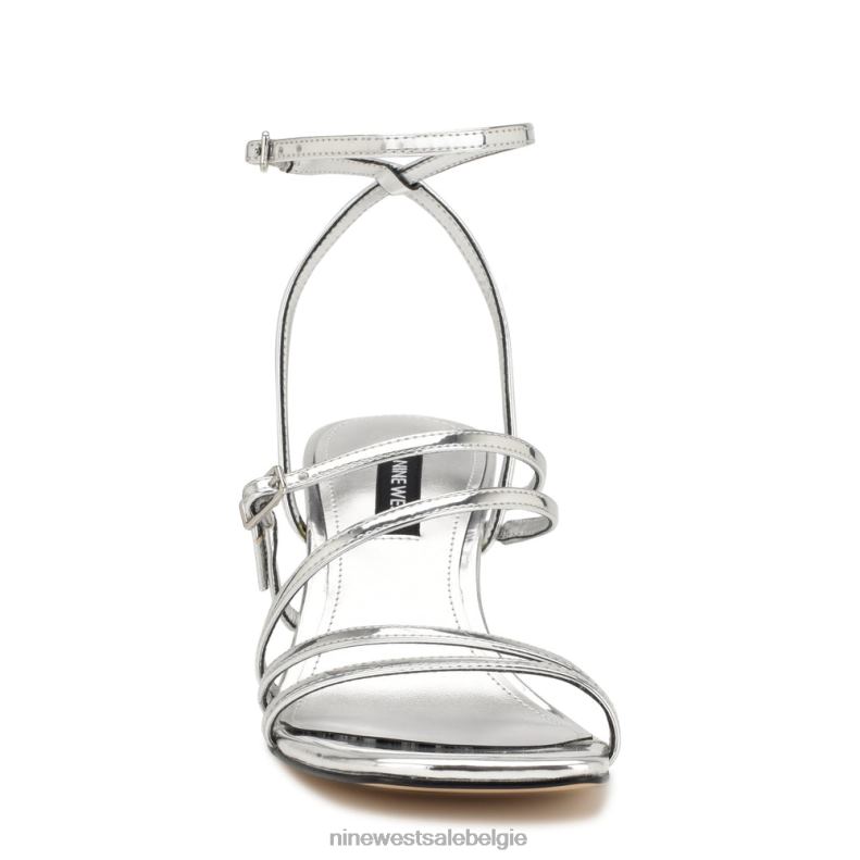 Nine West L48XT1128 zilver spiegel metallic Keamer sandalen met sleehak en enkelbandje