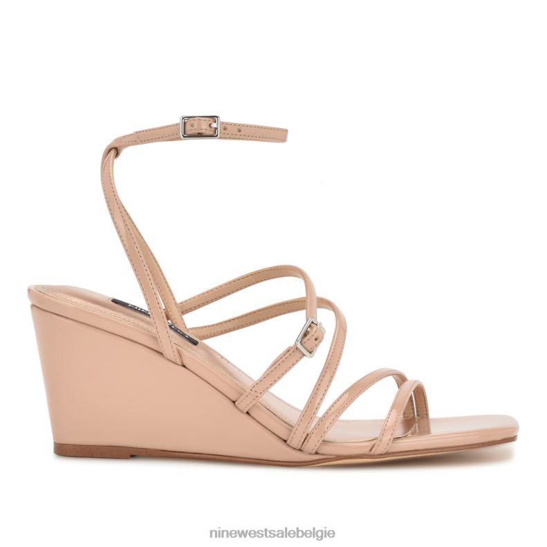 Nine West L48XT1129 licht natuurlijk patent Keamer sandalen met sleehak en enkelbandje