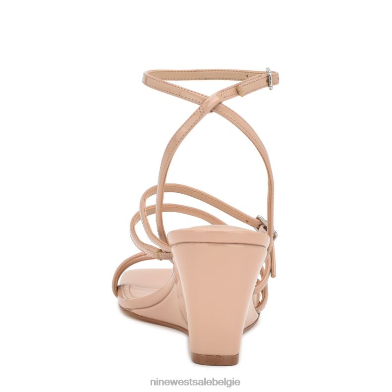 Nine West L48XT1129 licht natuurlijk patent Keamer sandalen met sleehak en enkelbandje