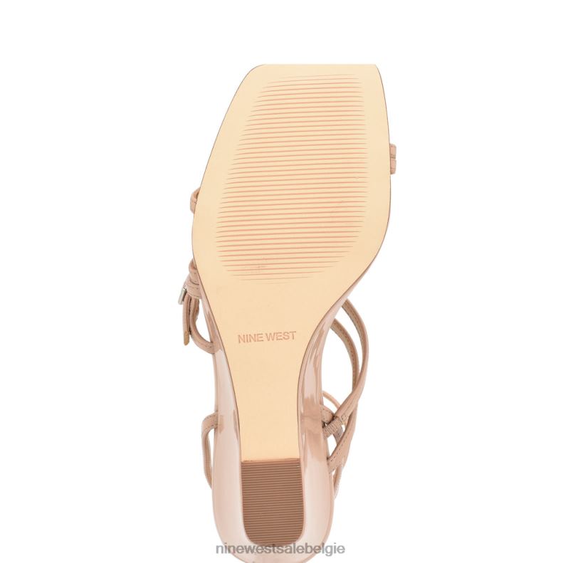 Nine West L48XT1129 licht natuurlijk patent Keamer sandalen met sleehak en enkelbandje