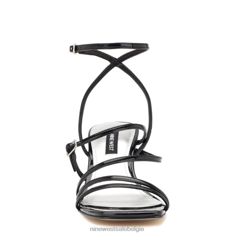 Nine West L48XT1130 zwart patent Keamer sandalen met sleehak en enkelbandje