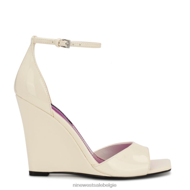 Nine West L48XT1719 chique crème patent hallena sandalen met sleehak