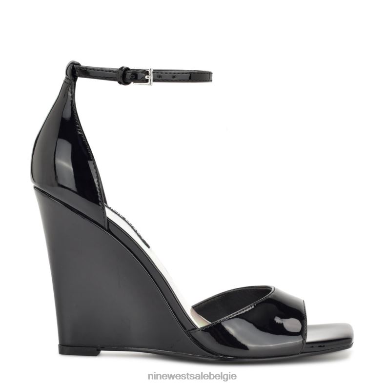 Nine West L48XT1720 zwart patent hallena sandalen met sleehak