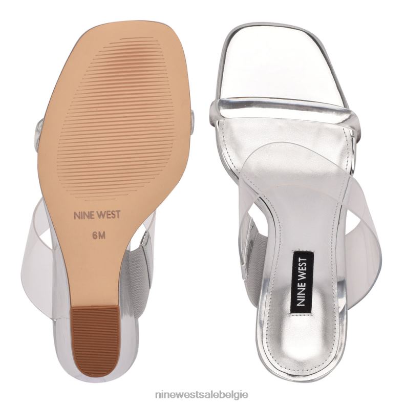 Nine West L48XT1912 helder/zilver Nats sandalen met sleehak