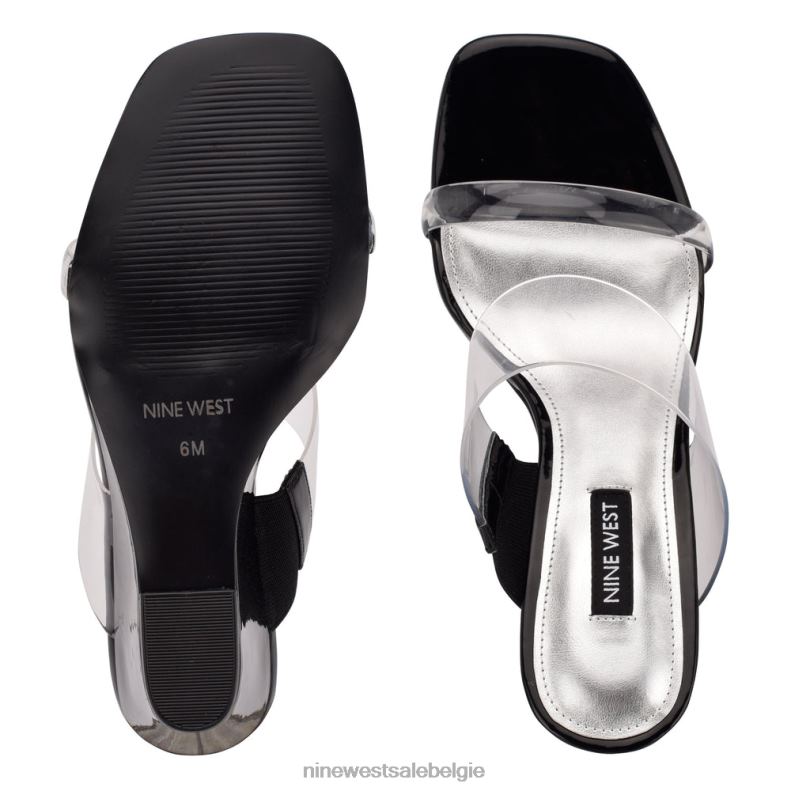 Nine West L48XT1914 helder/zwart Nats sandalen met sleehak