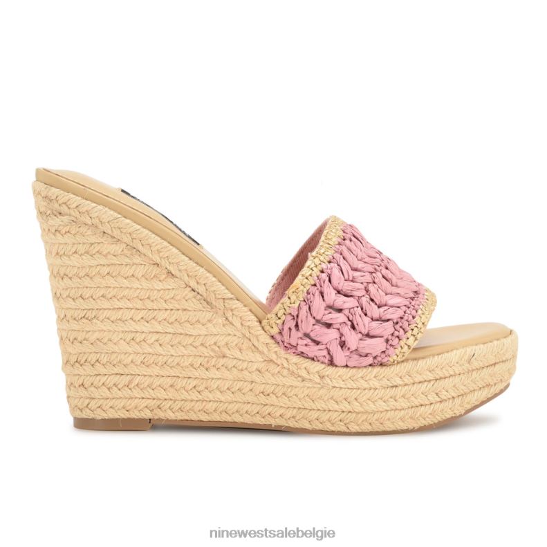 Nine West L48XT660 roze Holand espadrille sandalen met sleehak