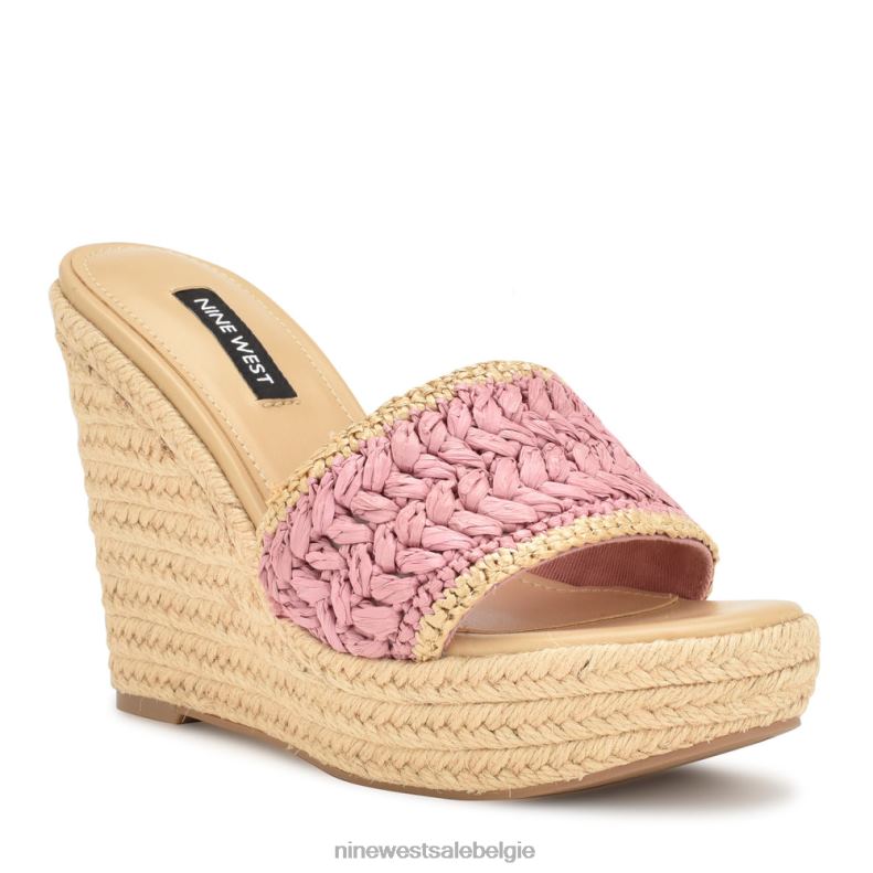 Nine West L48XT660 roze Holand espadrille sandalen met sleehak