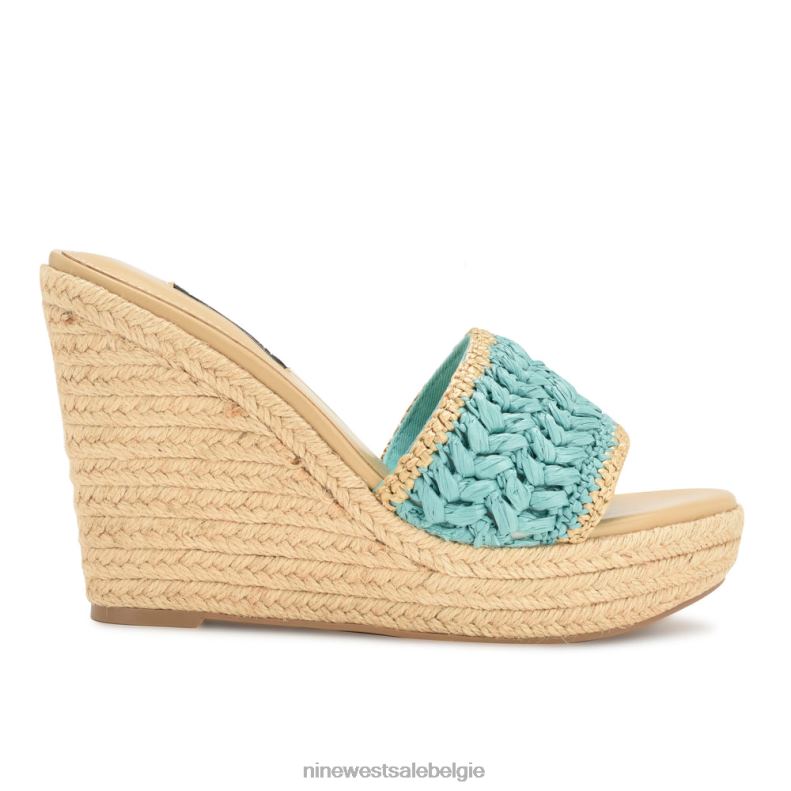 Nine West L48XT663 aquablauw Holand espadrille sandalen met sleehak