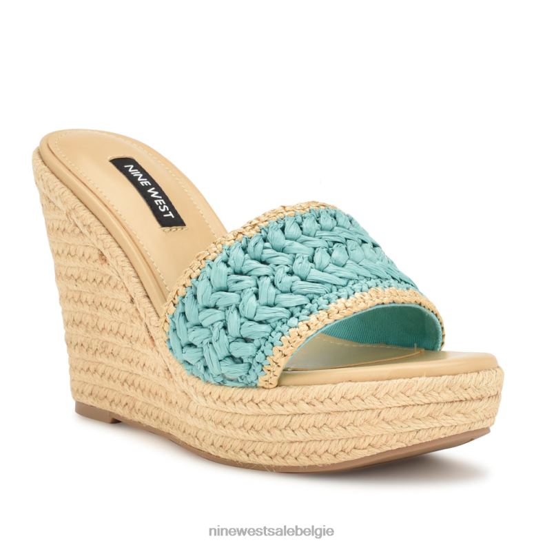 Nine West L48XT663 aquablauw Holand espadrille sandalen met sleehak