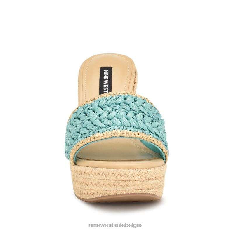 Nine West L48XT663 aquablauw Holand espadrille sandalen met sleehak