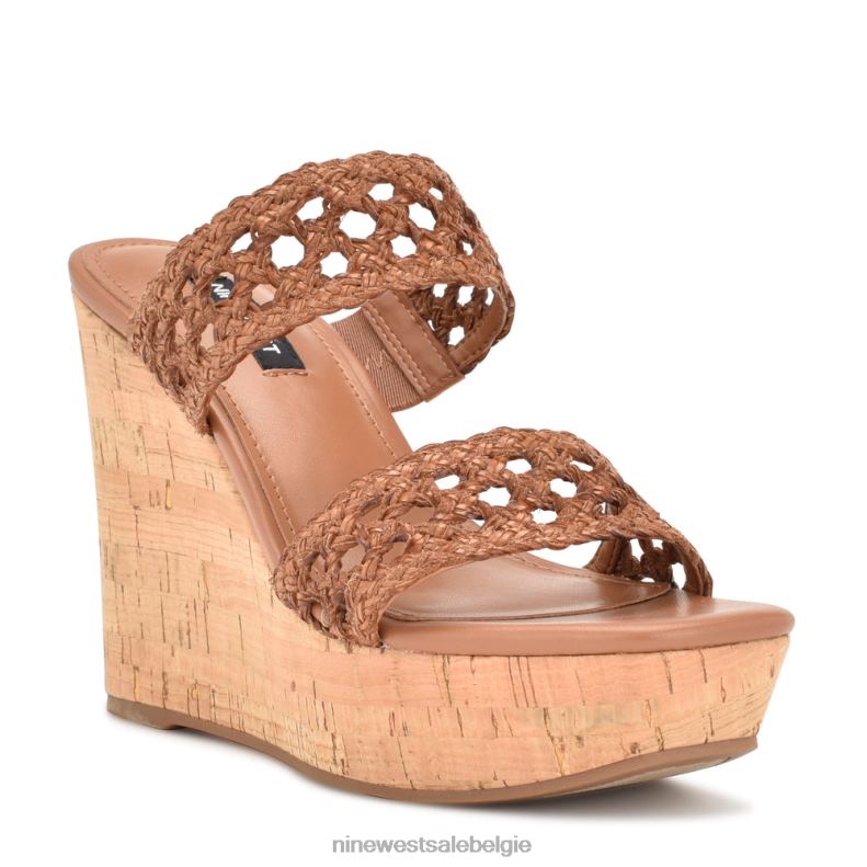 Nine West L48XT743 donker natuurlijk Kalani sandalen met sleehak