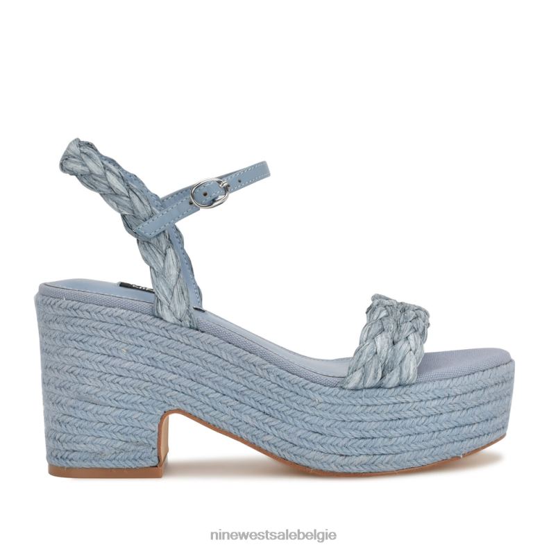 Nine West L48XT745 mist blauw Espadrillesandalen met rivva-hak