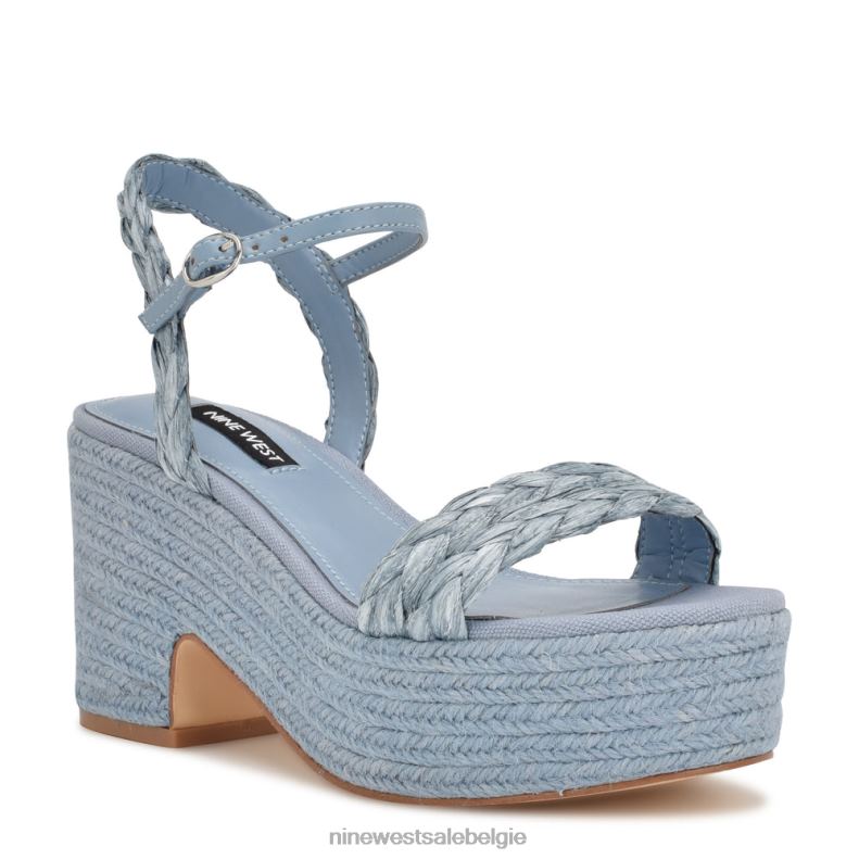 Nine West L48XT745 mist blauw Espadrillesandalen met rivva-hak