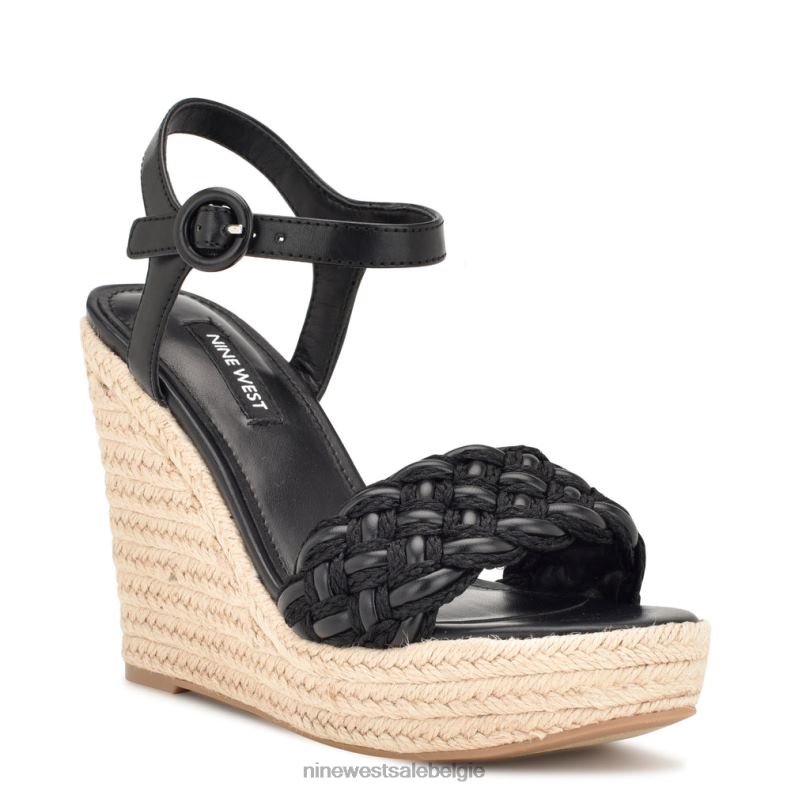 Nine West L48XT746 zwart Hosana espadrille sandalen met sleehak