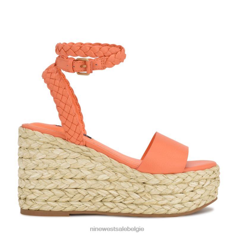 Nine West L48XT752 oranje Keily espadrille sandalen met sleehak