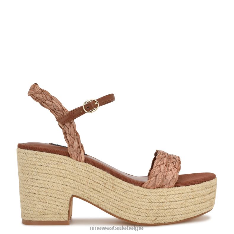 Nine West L48XT755 bruine raffia Espadrillesandalen met rivva-hak