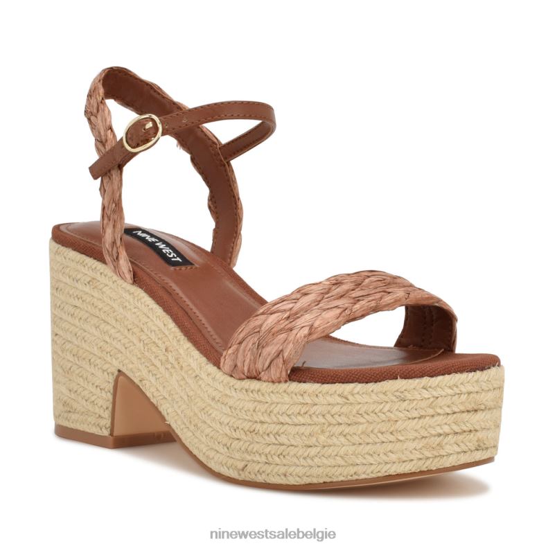 Nine West L48XT755 bruine raffia Espadrillesandalen met rivva-hak