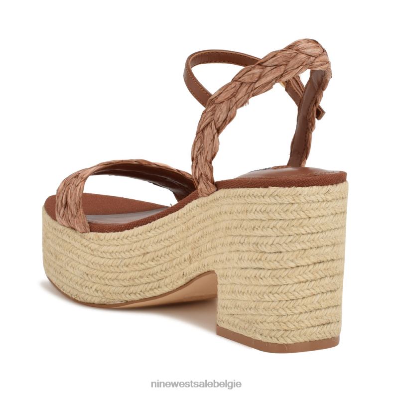 Nine West L48XT755 bruine raffia Espadrillesandalen met rivva-hak