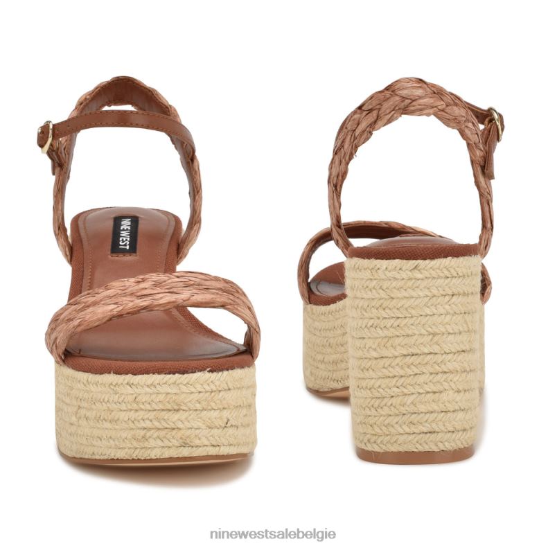 Nine West L48XT755 bruine raffia Espadrillesandalen met rivva-hak