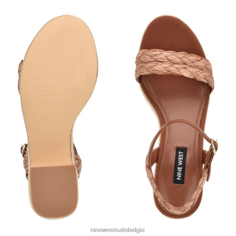 Nine West L48XT755 bruine raffia Espadrillesandalen met rivva-hak