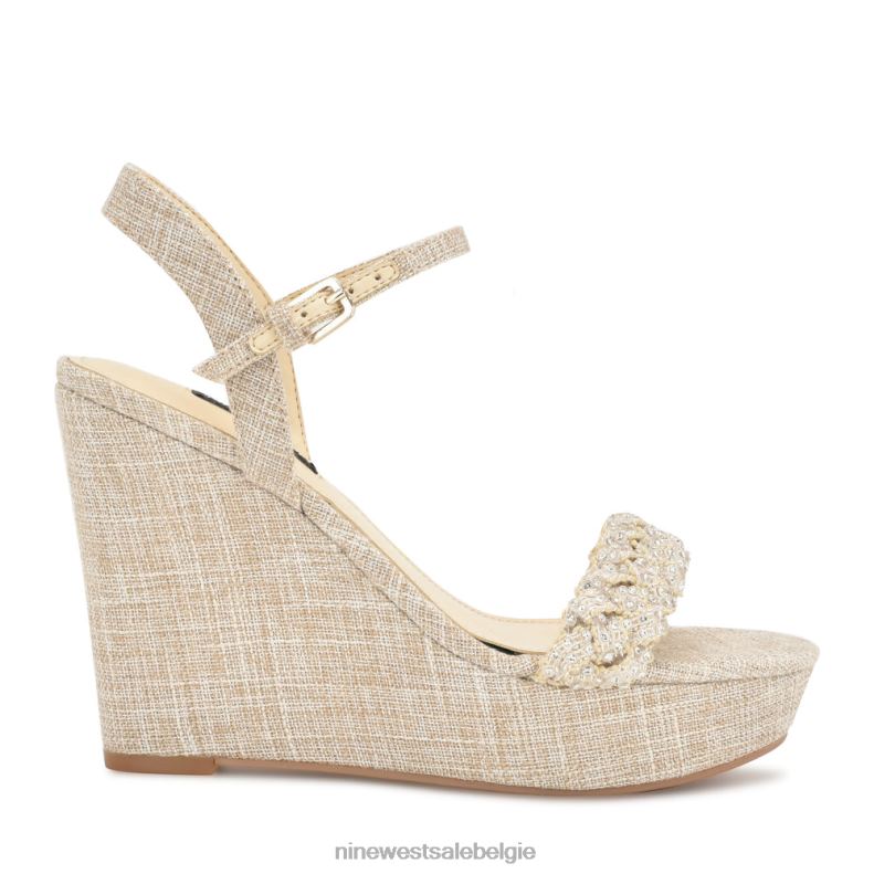 Nine West L48XT759 licht natuurlijk halora sandalen met sleehak