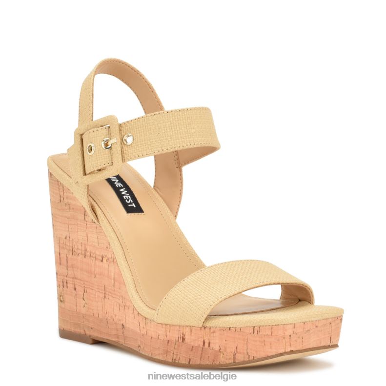 Nine West L48XT768 natuurlijke raffia sandalen met sleehak