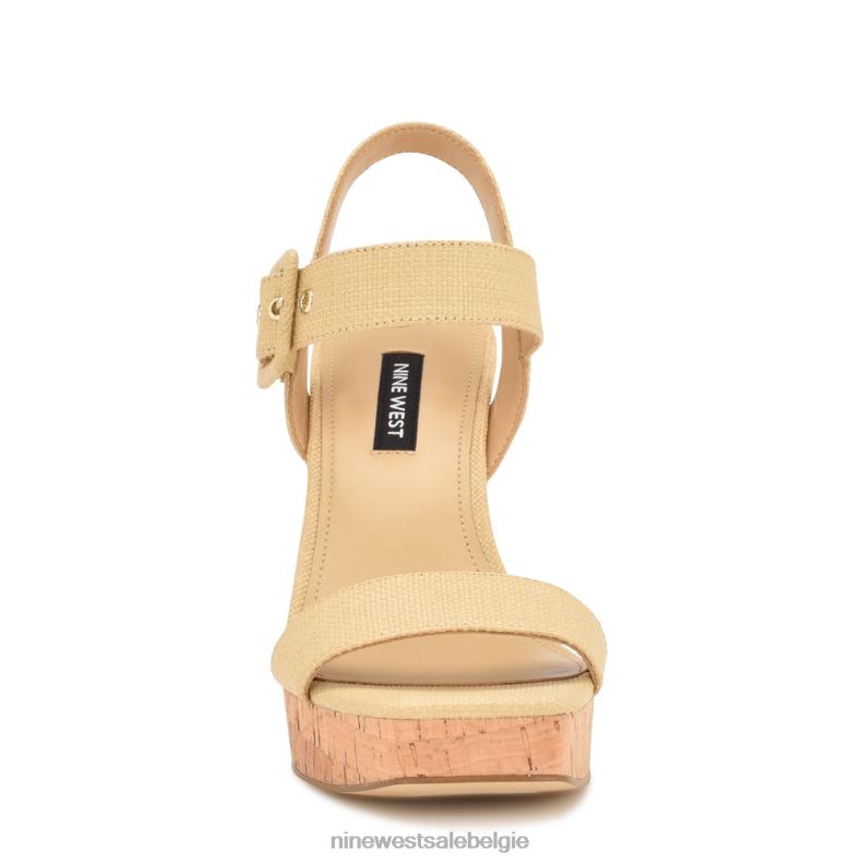 Nine West L48XT768 natuurlijke raffia sandalen met sleehak