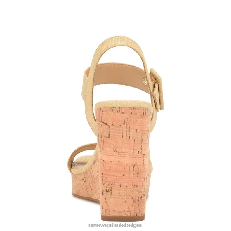 Nine West L48XT768 natuurlijke raffia sandalen met sleehak