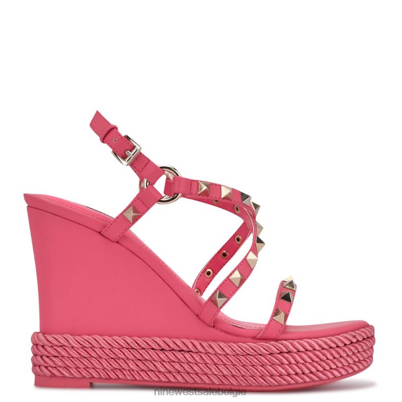 Nine West L48XT784 wauw roze Espadrille-sandalen met sleehak en harte studs