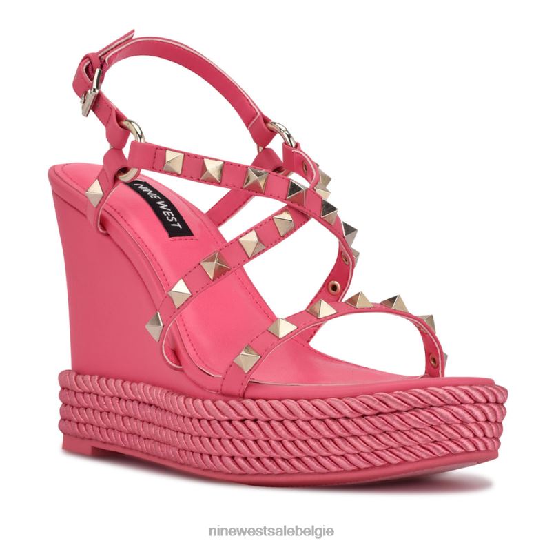 Nine West L48XT784 wauw roze Espadrille-sandalen met sleehak en harte studs