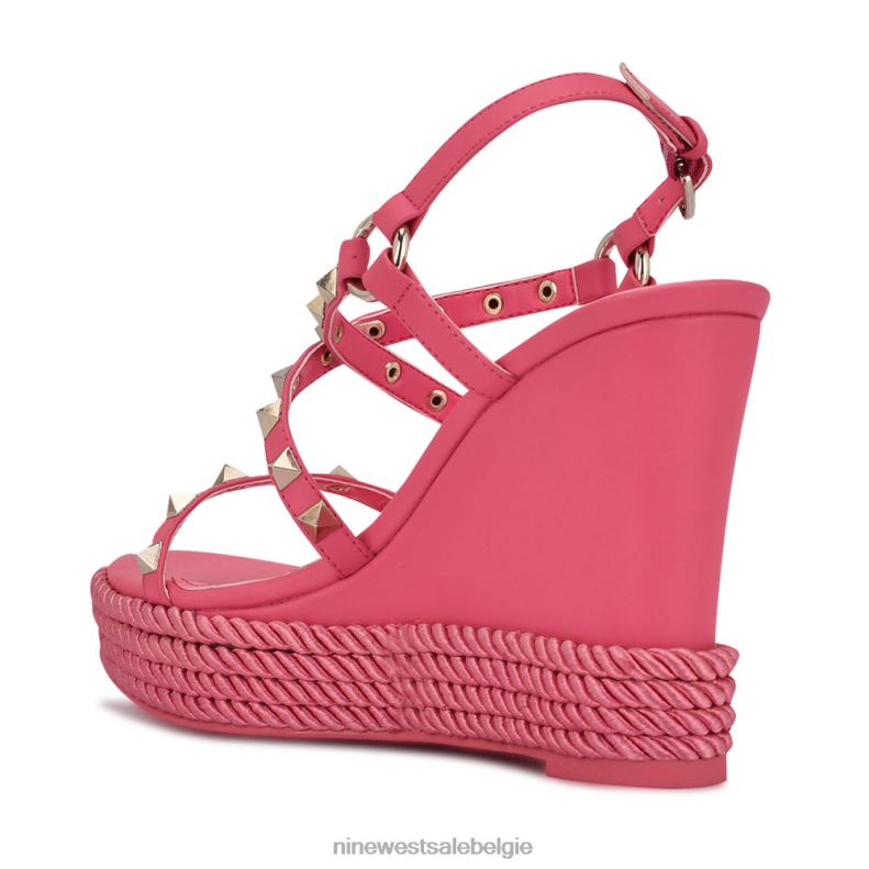 Nine West L48XT784 wauw roze Espadrille-sandalen met sleehak en harte studs