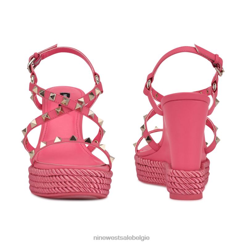 Nine West L48XT784 wauw roze Espadrille-sandalen met sleehak en harte studs