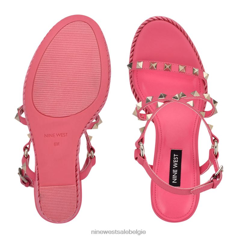 Nine West L48XT784 wauw roze Espadrille-sandalen met sleehak en harte studs