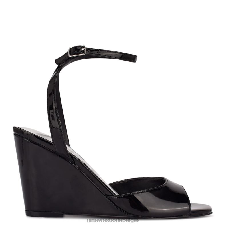 Nine West L48XT789 zwart Nevr sandalen met enkelbandje en sleehak