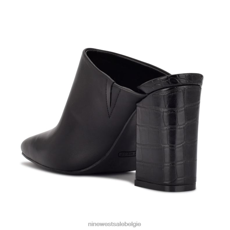 Nine West L48XT695 zwart leer Arane klompmuiltjes met hak