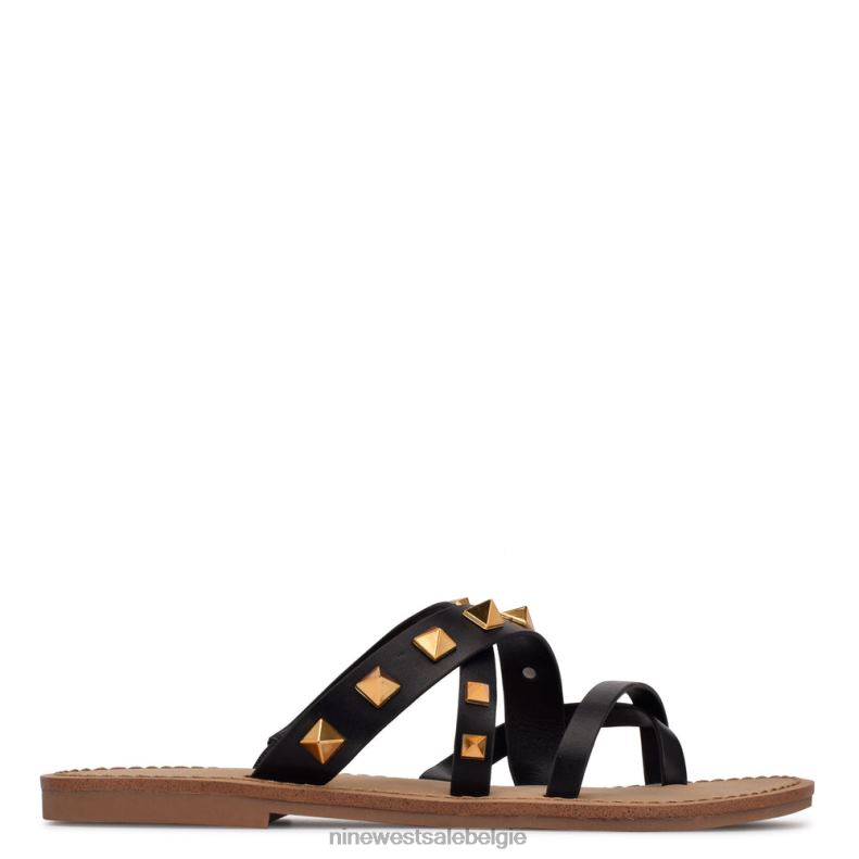 Nine West L48XT103 zwart Cerri platte sandalen