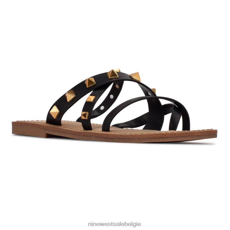 Nine West L48XT103 zwart Cerri platte sandalen