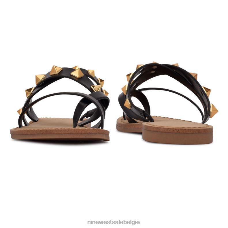 Nine West L48XT103 zwart Cerri platte sandalen