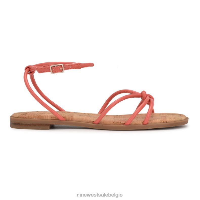 Nine West L48XT1071 koraal Platte sandalen met enkelbandje