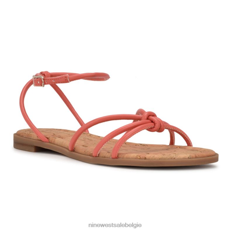 Nine West L48XT1071 koraal Platte sandalen met enkelbandje