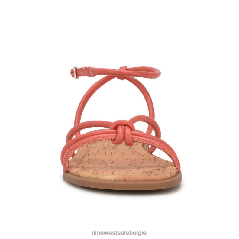 Nine West L48XT1071 koraal Platte sandalen met enkelbandje