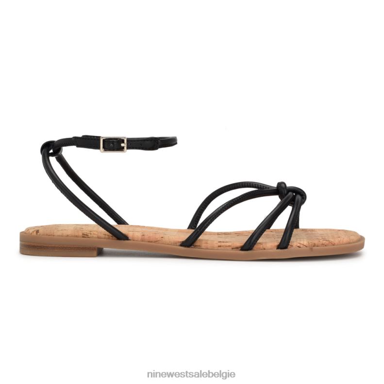 Nine West L48XT1072 zwart Platte sandalen met enkelbandje