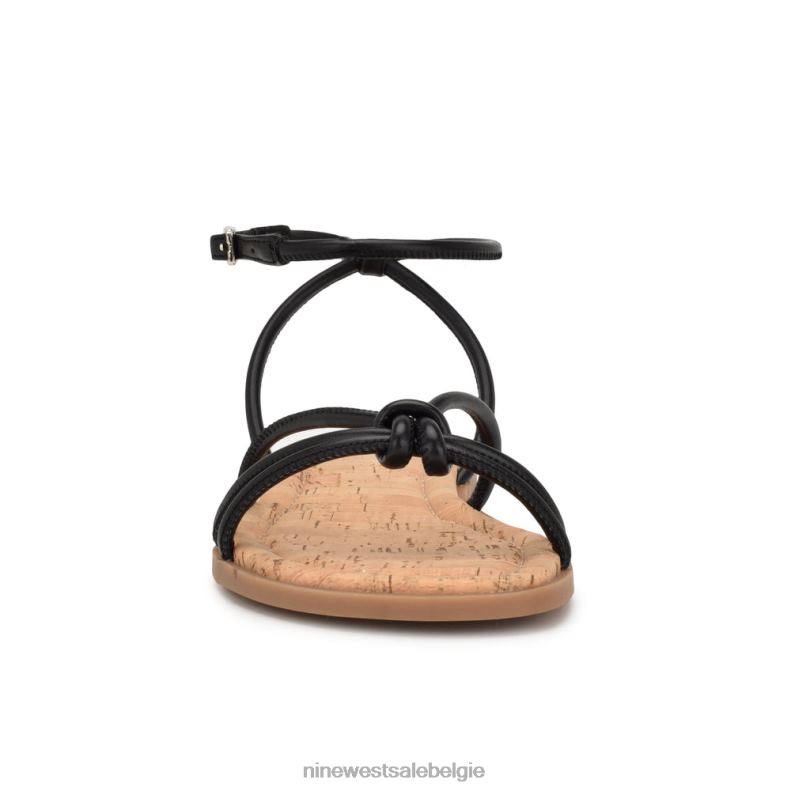 Nine West L48XT1072 zwart Platte sandalen met enkelbandje