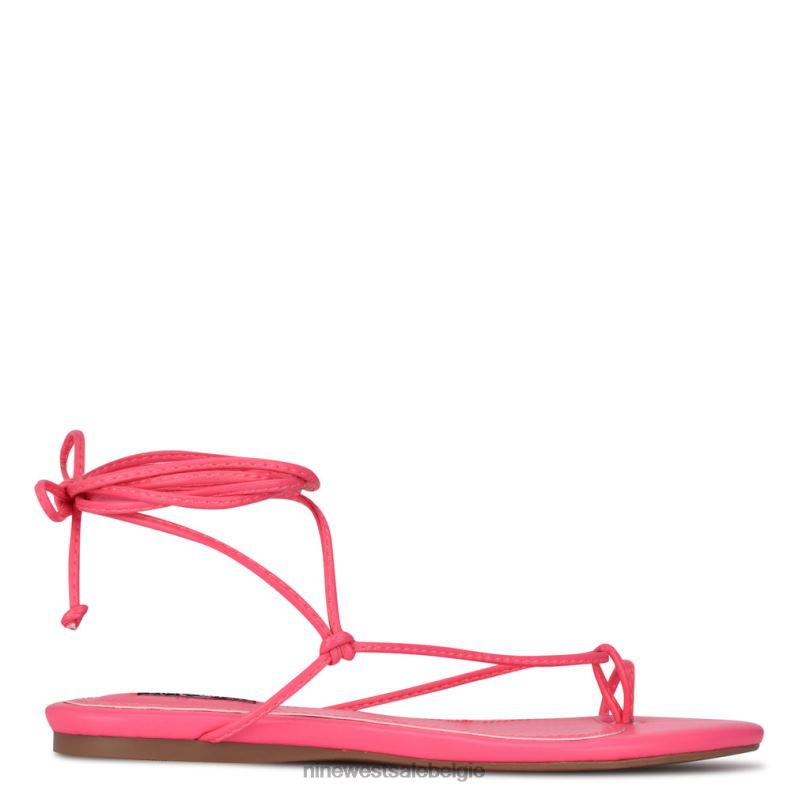 Nine West L48XT108 miami roze pansie platte sandalen met enkelwikkel