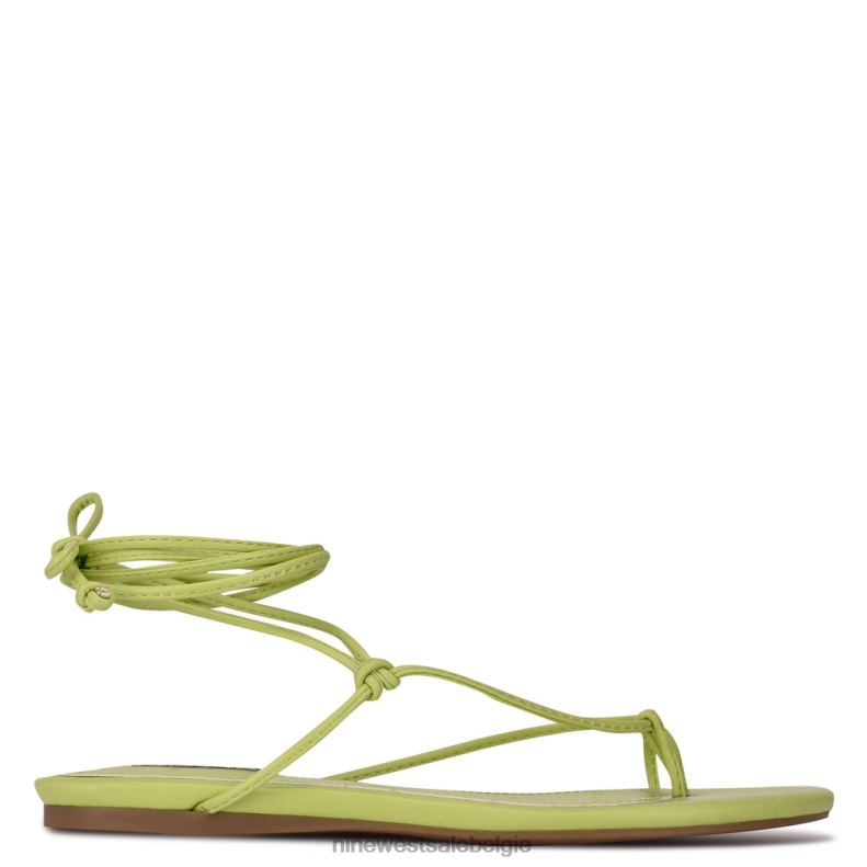 Nine West L48XT109 neon limoen pansie platte sandalen met enkelwikkel