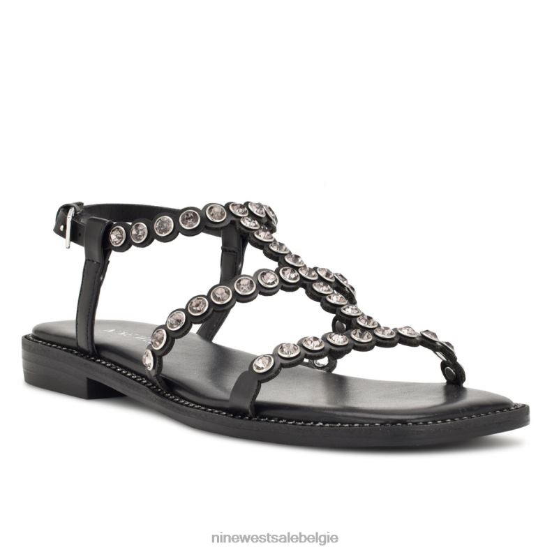 Nine West L48XT10 zwart emely platte sandalen